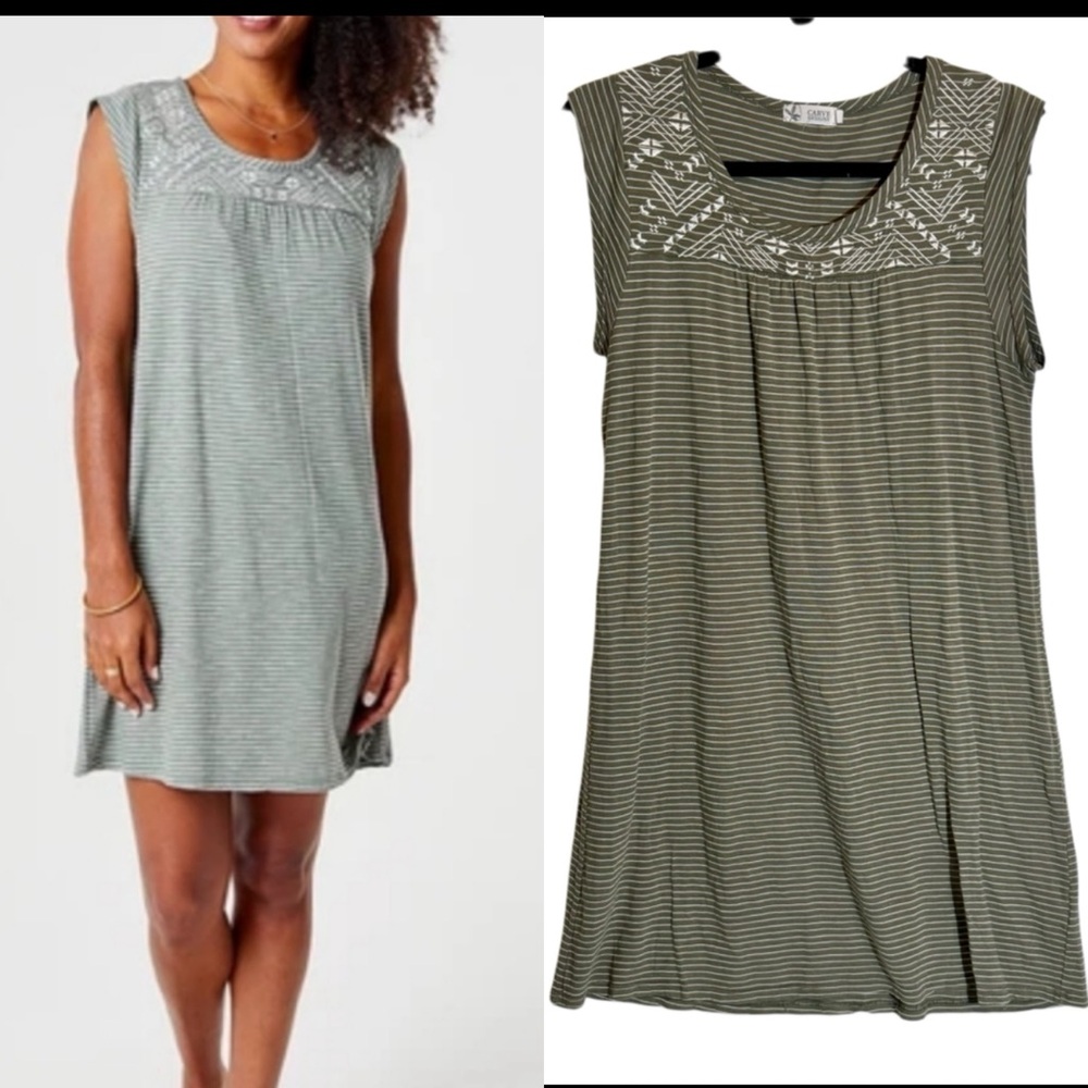 Carve Designs Courtney Dress Moss Bayside stripe sz Medium